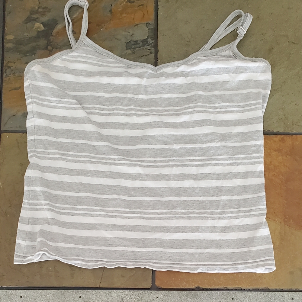 Striped Gray and White Women's Top
